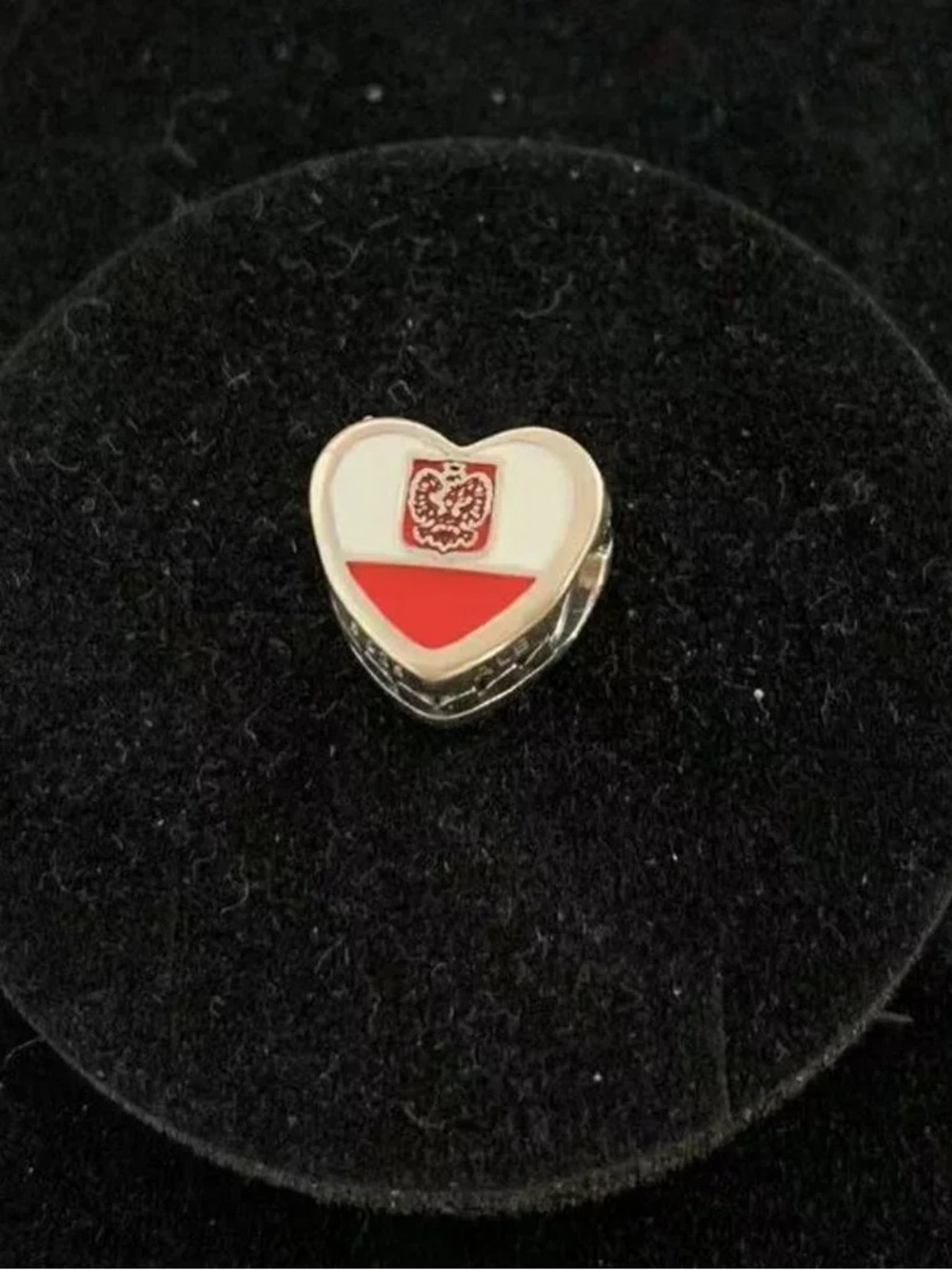Pandora Heart Enamel Charm in White and Red